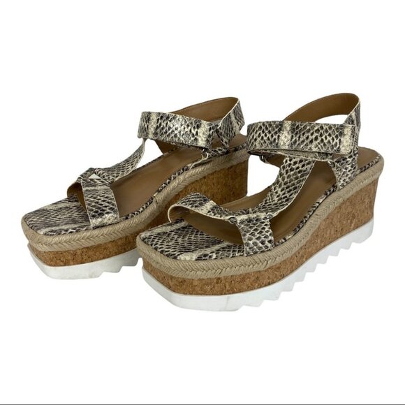 NEW Marc Fisher Leather Platform Sandals Gylian2 Grey Animal Print Size 9.5 - Picture 4 of 10